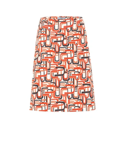 Shop Prada Printed Cotton Skirt In Multicoloured