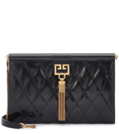 Shop Givenchy Gem Medium Quilted Leather Clutch In Black