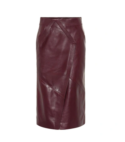 Shop Givenchy Leather Pencil Skirt In Brown