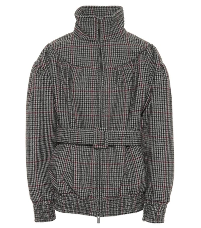 Shop Miu Miu Houndstooth Wool Jacket In Grey