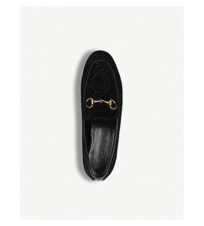 Shop Gucci New Jordaan Jacquard Velvet Loafers In Black