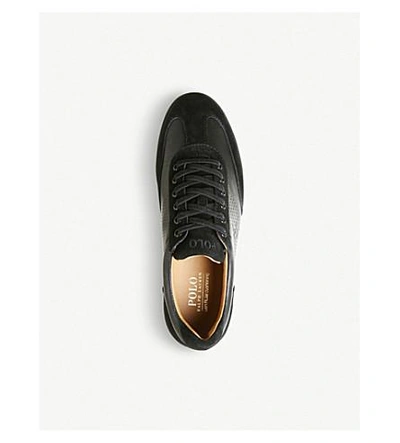 Shop Polo Ralph Lauren Cadoc Mixed Leather Low-top Trainers In Black