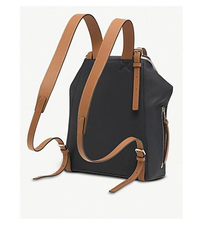 Shop Loewe Goya Small Leather Backpack In Black/pecan Color