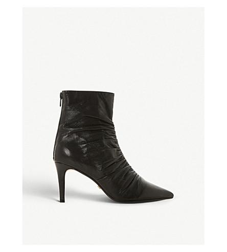 Dune Oasis Leather Ankle Boots In Black 