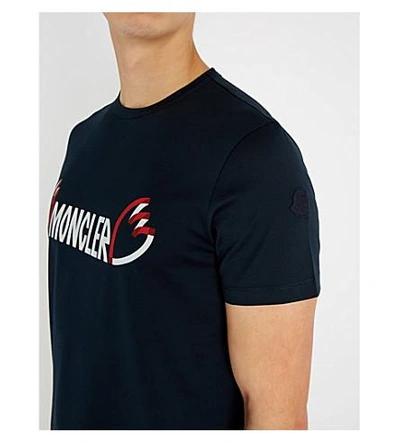 Shop Moncler 2  1952 Wings Logo-print Cotton-jersey T-shirt In Navy