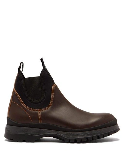 Prada Brixxen Neoprene-panelled Leather Chelsea Boots In Brown | ModeSens