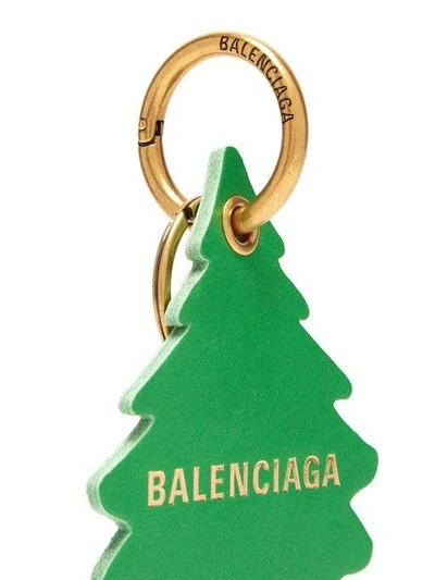 Balenciaga Pine Tree-shaped Leather Keychain With Logo In 3752 Bourge |  ModeSens