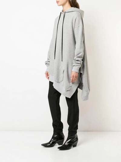 Shop Ben Taverniti Unravel Project Asymmetric Hem Oversized Hoodie In Grey