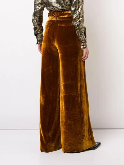 Shop Marques' Almeida Belted Velvet Palazzo Pants In Brown