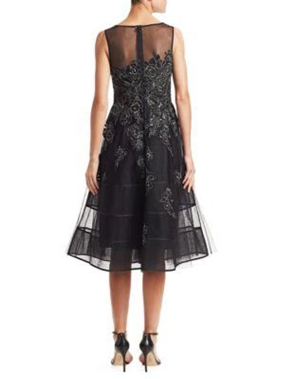 Shop Teri Jon By Rickie Freeman Women's Neoprene Metallic Appliqué Dress In Black