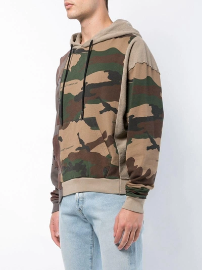 Shop Off-white Patchwork Camouflage Hoodie - Green