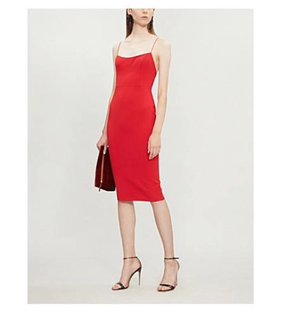 Shop Alex Perry Zane Fitted Stretch-crepe Dress In Red