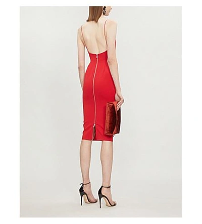 Shop Alex Perry Zane Fitted Stretch-crepe Dress In Red