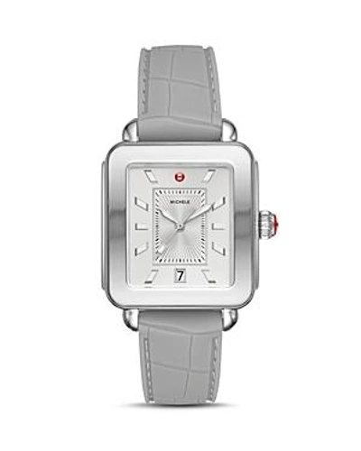 Shop Michele Deco Sport Watch, 34mm X 36mm In Silver/gray