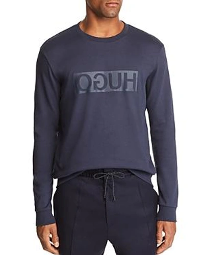 Shop Hugo Dicago Reverse Logo Sweatshirt In Navy