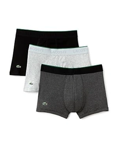 Shop Lacoste Cotton Trunks - Pack Of 3 In Black/charcoal/gray