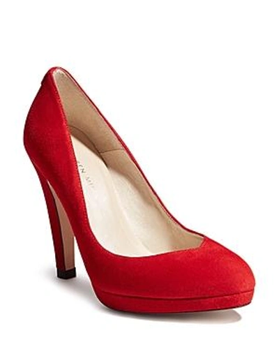 Shop Karen Millen Women's Suede Platform High-heel Court Pumps In Red
