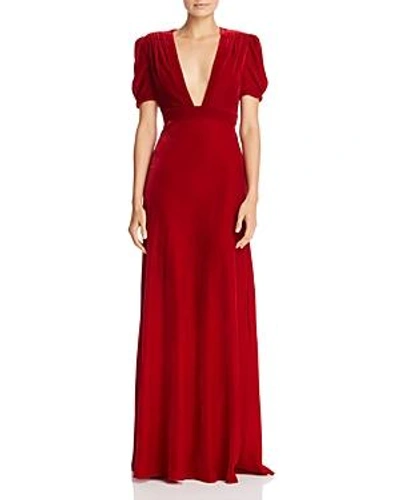 Shop Jill Jill Stuart Plunging Velvet Gown In Ruby