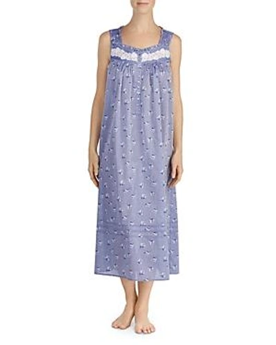 Shop Eileen West Sleeveless Cotton Long Ballet Nightgown In Navy Print