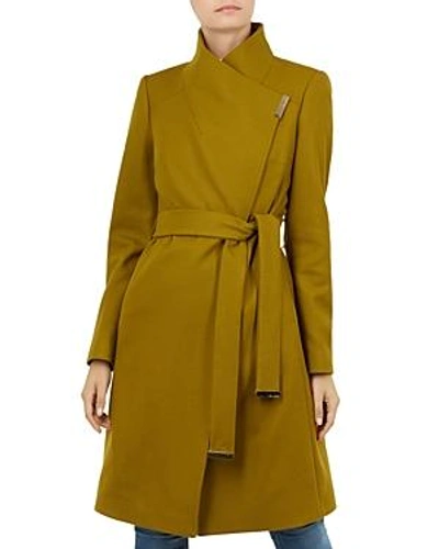 Shop Ted Baker Sandra Belted Wrap Coat In Mid Green