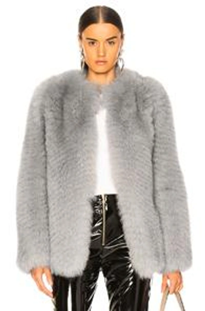 Shop Zeynep Arcay Short Fox Fur Jacket In Gray. In Grey