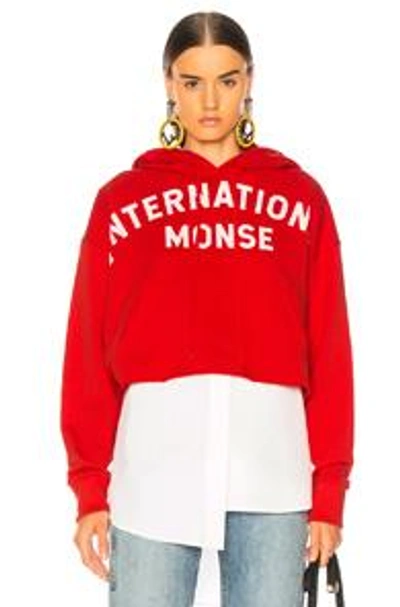 Shop Monse Cropped Hoodie In Red