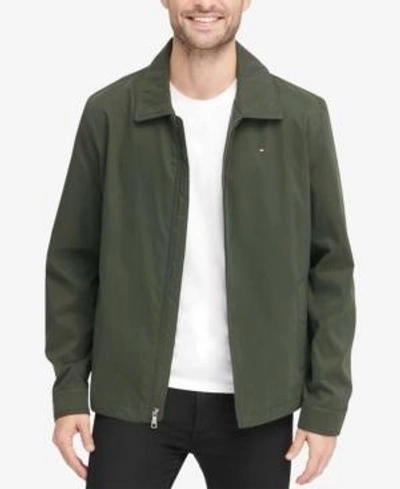 Shop Tommy Hilfiger Men's Lightweight Full-zip Micro-twill Jacket In Olive
