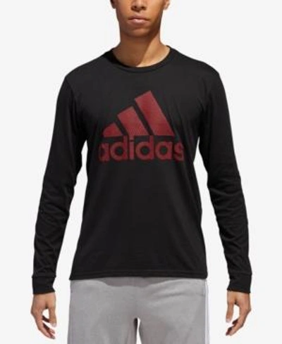 Shop Adidas Originals Adidas Men's Climalite Logo Long-sleeve T-shirt In Black