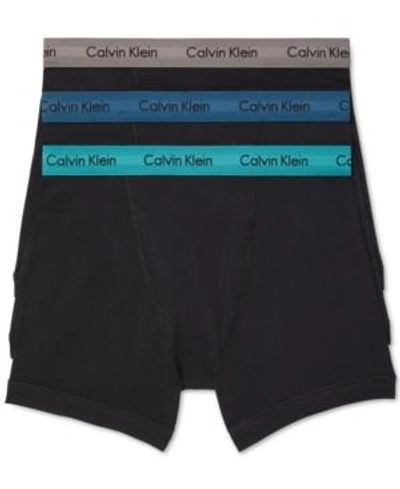 Shop Calvin Klein Men's Cotton Stretch Boxer Briefs 3-pack Nu2666 In Black - Assorted Waistbands 2