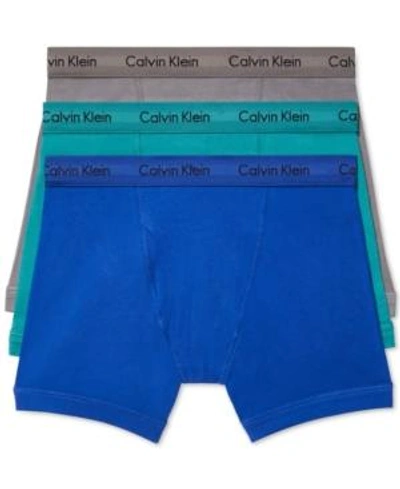 Shop Calvin Klein Men's Cotton Stretch Boxer Briefs 3-pack Nu2666 In Blue, Teal, Gray