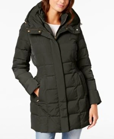 Shop Cole Haan Hooded Down Puffer Coat In Forest