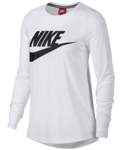 Shop Nike Sportswear Essential Long-sleeve Top In White/black