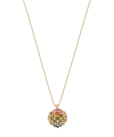 Shop Polly Wales Gold Snap Dragon Xl Rainbow Sapphire Dome Pendant Necklace