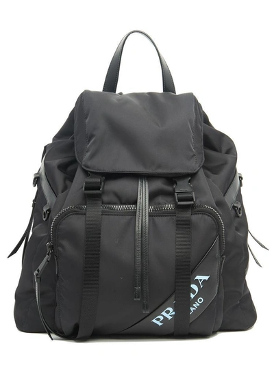 Shop Prada Logo Backpack In Black