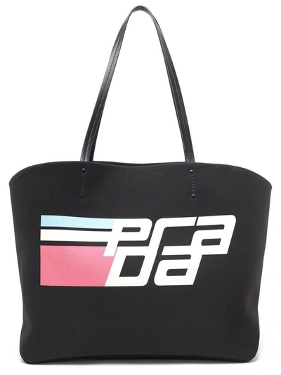 Shop Prada Racing Logo Large Tote Bag In Black