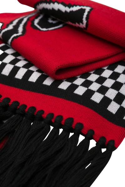 Shop Versace Team Logo Knit Scarf In Rosso