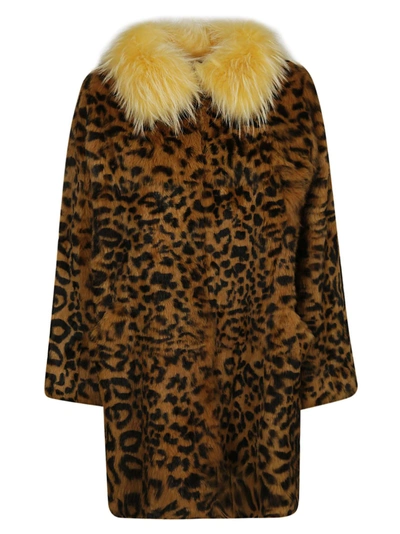 Shop Alessandra Chamonix Charlotte Leopard Coat In Brown/black