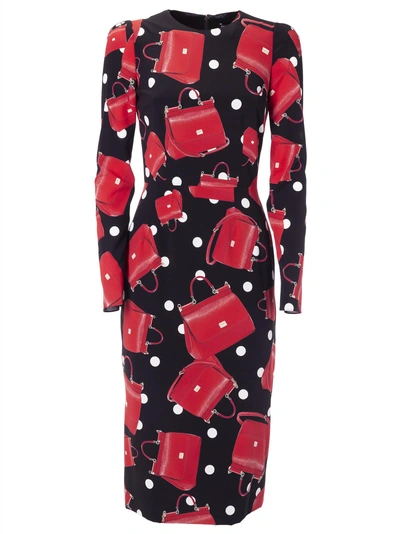 Shop Dolce & Gabbana Tote Print Dress In Borsette/nero