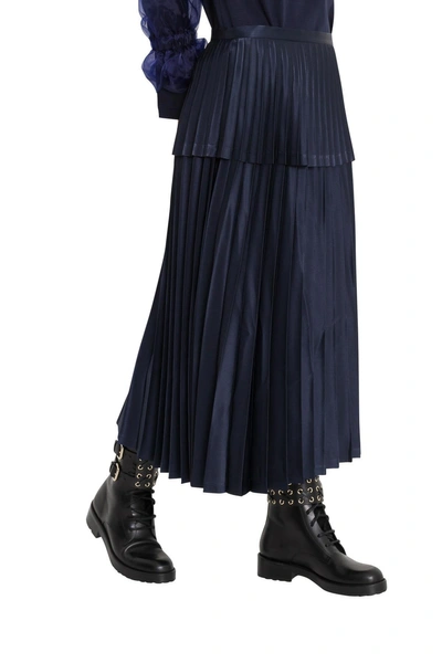 Shop Noir Kei Ninomiya Pleated Skirt In Navy