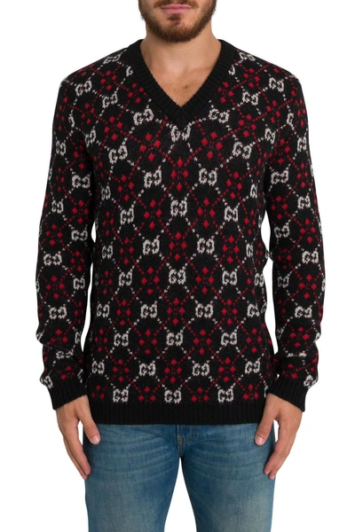 Shop Gucci Gg Jacquard Sweater In Nero