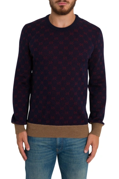 Shop Gucci Gg Jacquard Motif Sweater In Blu