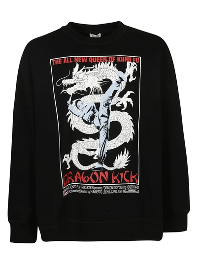Shop Kenzo Dragon Kick Oversized Sweatshirt In Black