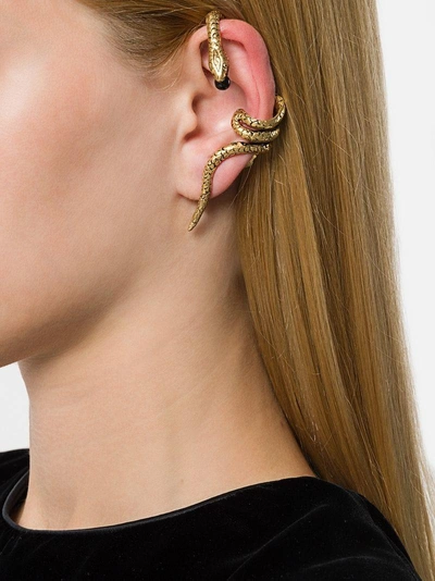 Shop Saint Laurent Marrakesh Serpent Earring In Metallic