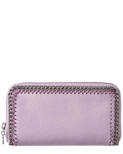Shop Stella Mccartney Falabella Shaggy Deer Zip Around Wallet In Purple