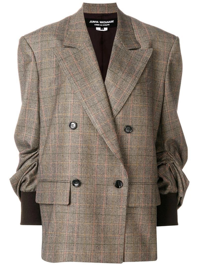 Shop Junya Watanabe Checked Double-breasted Blazer - Brown