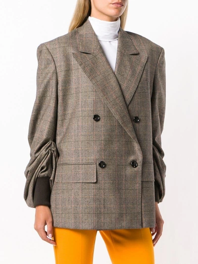 Shop Junya Watanabe Checked Double-breasted Blazer - Brown
