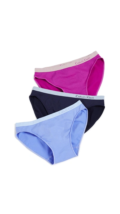 Calvin Klein Underwear Pure Seamless Bikini 3-pack In  Shoreline/bowie/perwinkle | ModeSens