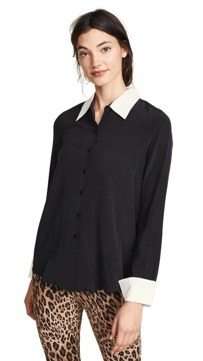 Shop L Agence Mia Blouse In Black/ivory Combo