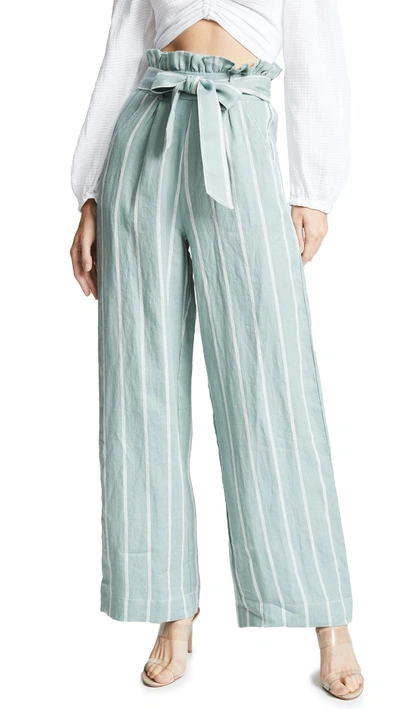 Shop Suboo Horizon Wide Leg Pants In Green/white Stripe