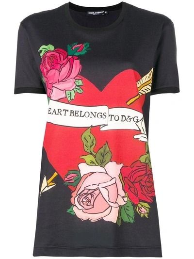 Shop Dolce & Gabbana Heart Graphic-print T-shirt - Black